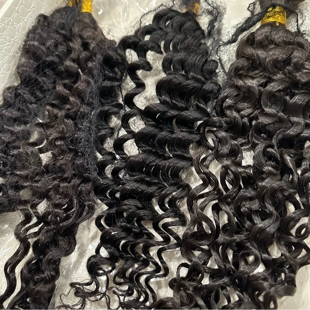 30” 26” 24” Wet & Wavy Water Wave Human Hair Nat Black #1B Braiding 250g #QB8